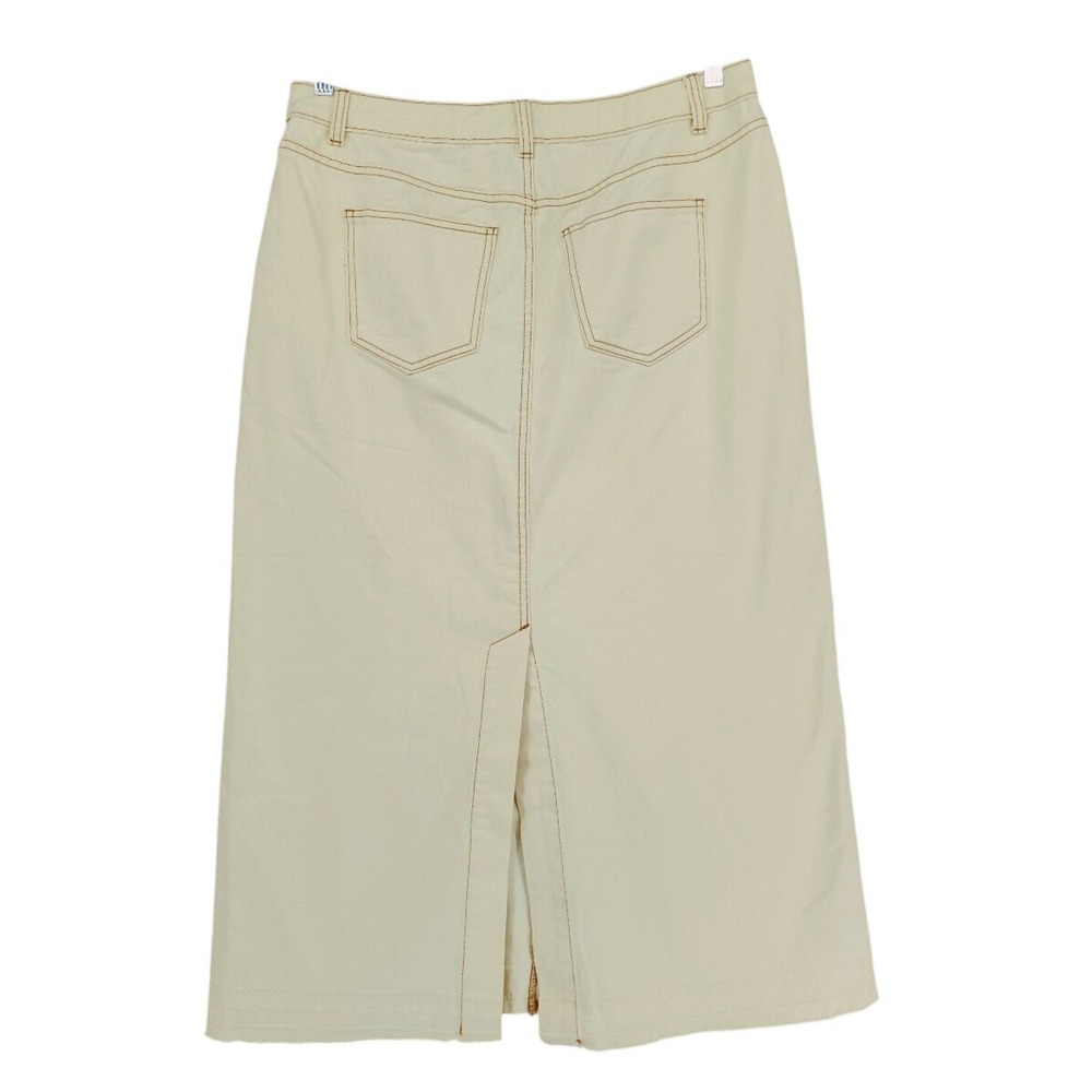 Future Collective Skirt 12 Womens Cream Denim Midi Reese Blutstein Boho Grunge - Picture 2 of 12